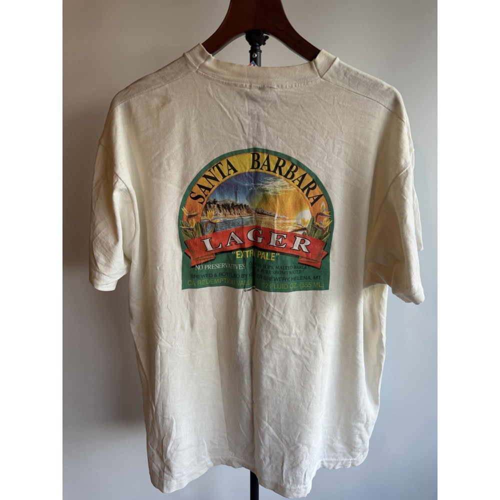Vintage Santa Barbara Lager Beer TShirt Men's XL Brewery Beer Promo Made USA 90s